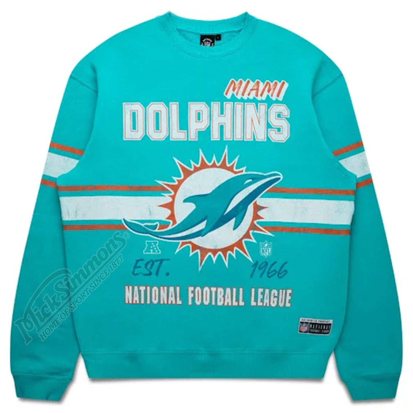 Mitchell & Ness - Vintage Keyline Miami Dolphins Jumper in Dolphins Teal