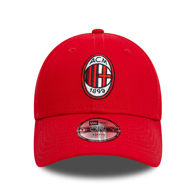 AC Milan Kids Red 9FORTY Cap Cloth Strap Adjustable Football (Soccer) By New Era - new