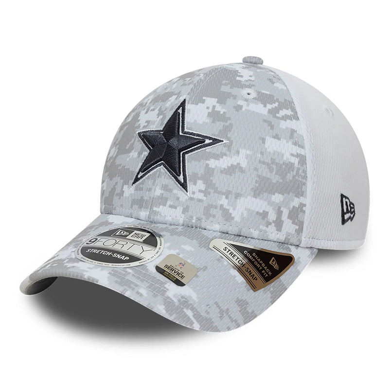 Dallas Cowboys 9FORTY Salute To Service NFL Stretch Snap Adjustable White Cap by New Era - new