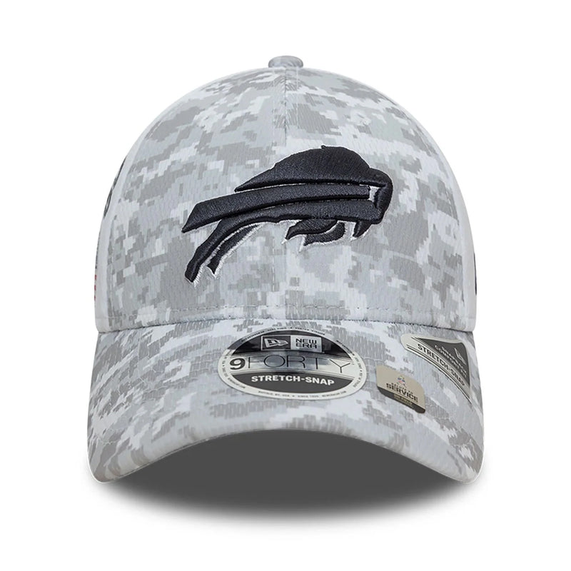 Buffalo Bill 9FORTY Salute To Service NFL Stretch Snap Adjustable White Cap by New Era - new