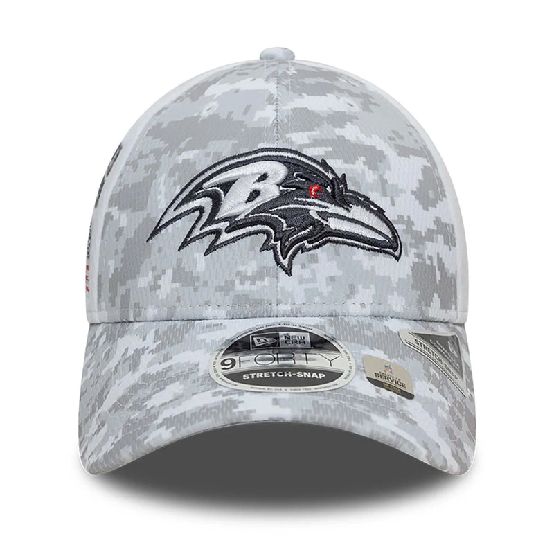 Baltimore Ravens 9FORTY Salute To Service NFL Stretch Snap Adjustable White Cap by New Era - new