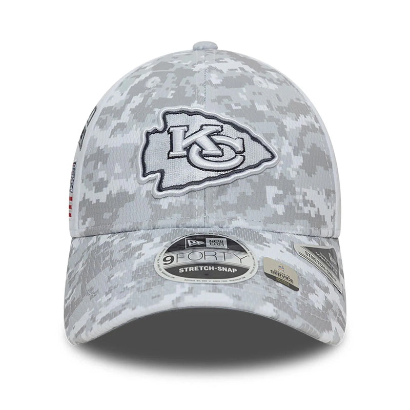 Kansas City Chiefs 9FORTY Salute To Service NFL Stretch Snap Adjustable White Cap by New Era - new