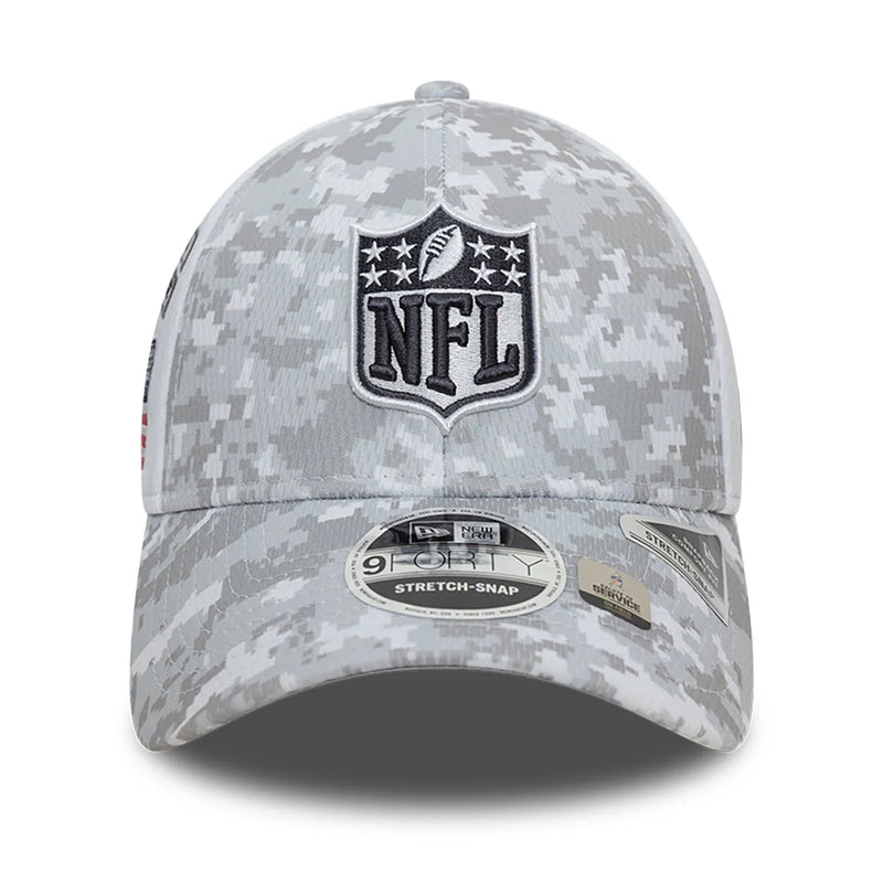 NFL Official Logo 9FORTY Salute To Service Stretch Snap Adjustable White Cap by New Era - new