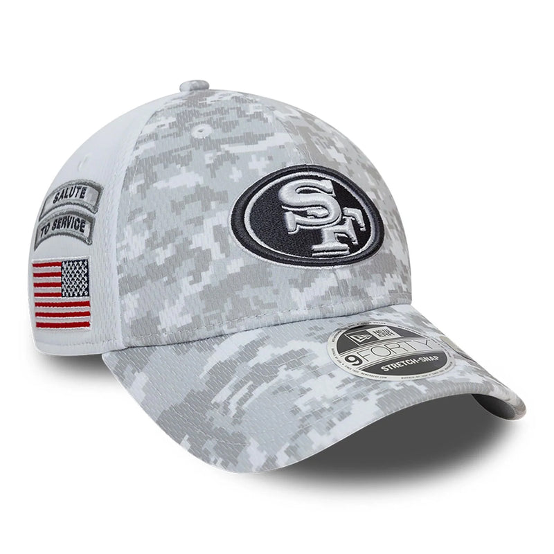 San Francisco 49ers 9FORTY Salute To Service NFL Stretch Snap Adjustable White Cap by New Era - new