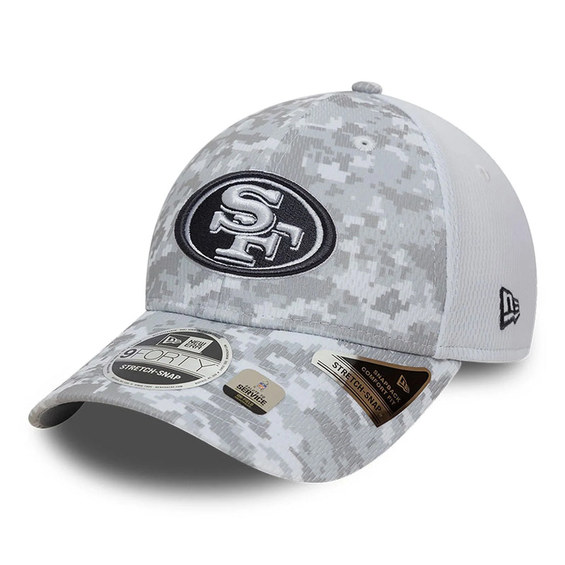 San Francisco 49ers 9FORTY Salute To Service NFL Stretch Snap Adjustable White Cap by New Era - new