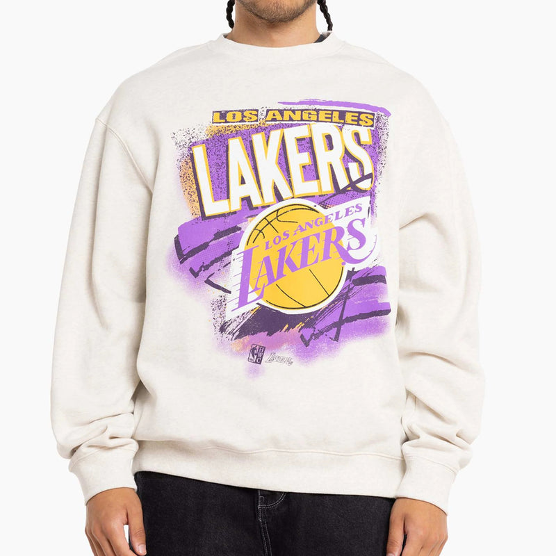 Los Angeles Lakers Abstract Logo Crew White Marle Long Sleeve Sweatshirt by Mitchell & Ness (Copy) - new