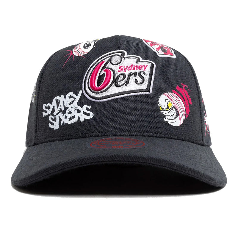 Sydney 6ers Official Kids Patch Pinch Panel Snapback Cap Big Bash League BBL By Mitchell & Ness - new