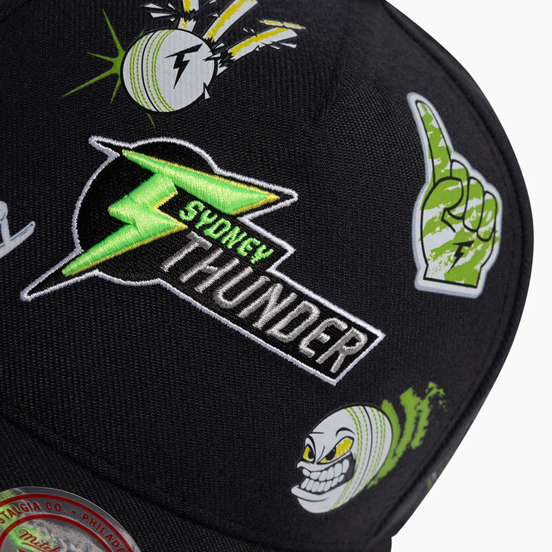 Sydney Thunder Kids Patch Pinch Panel Snapback Cap Big Bash League BBL By Mitchell & Ness - new