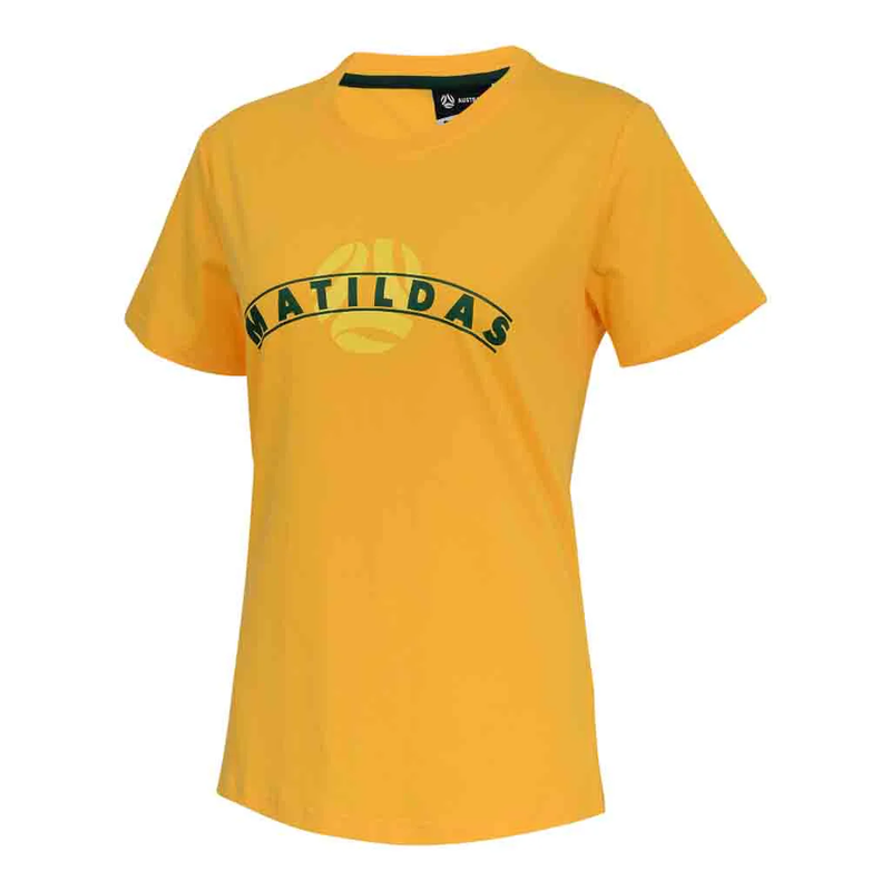 Official Australia Matildas Womens Gold Arch Supporter T-Shirt Football Soccer - new