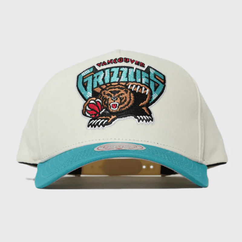 Memphis Grizzlies Cream & Team Colour Pro Pinch Snapback NBA by Mitchell & Ness