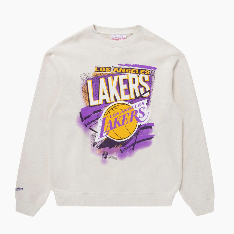 Los Angeles Lakers Abstract Logo Crew White Marle Long Sleeve Sweatshirt by Mitchell & Ness (Copy) - new