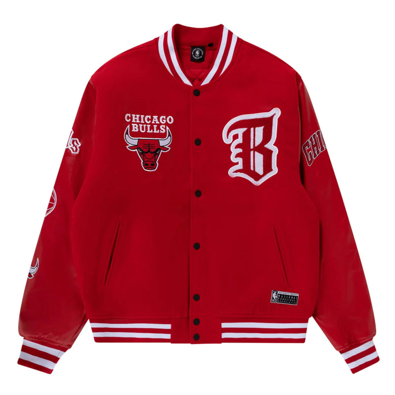 Chicago Bulls Essentials Letterman Jacket Red NBA by Mitchell & Ness - new