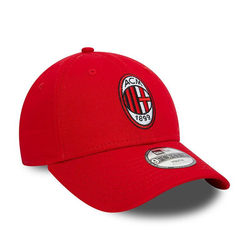 AC Milan Kids Red 9FORTY Cap Cloth Strap Adjustable Football (Soccer) By New Era - new