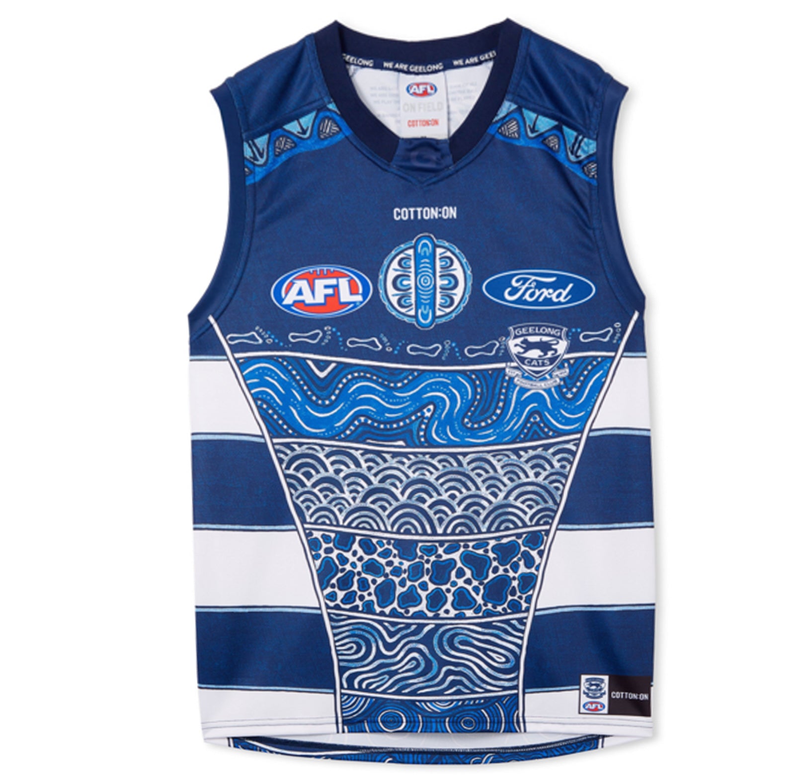 Geelong Cats 2024 Men's Indigenous Jersey AFL Guernsey by Cotton On ...