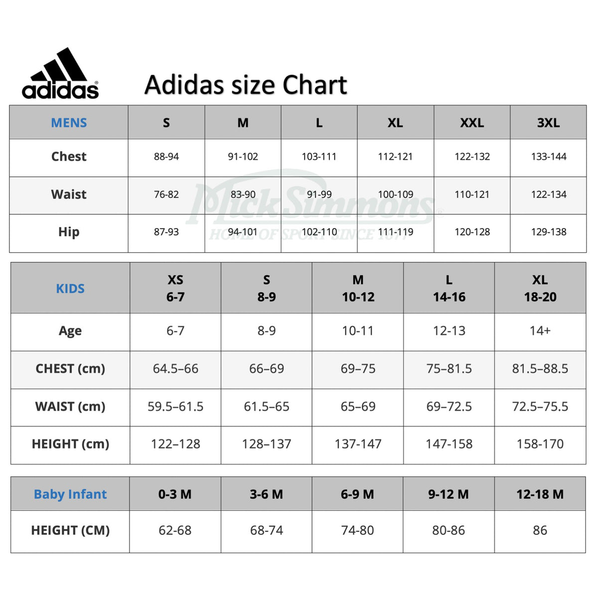 Adidas us size chart germany best sale