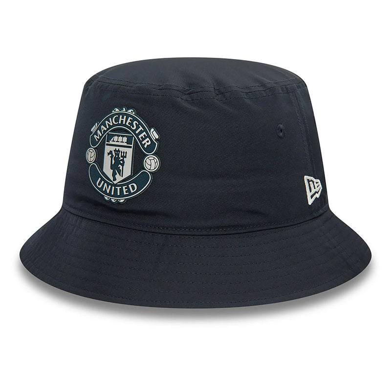 Manchester United FC Rubber Woven Navy Bucket Hat Football Soccer by New Era - new