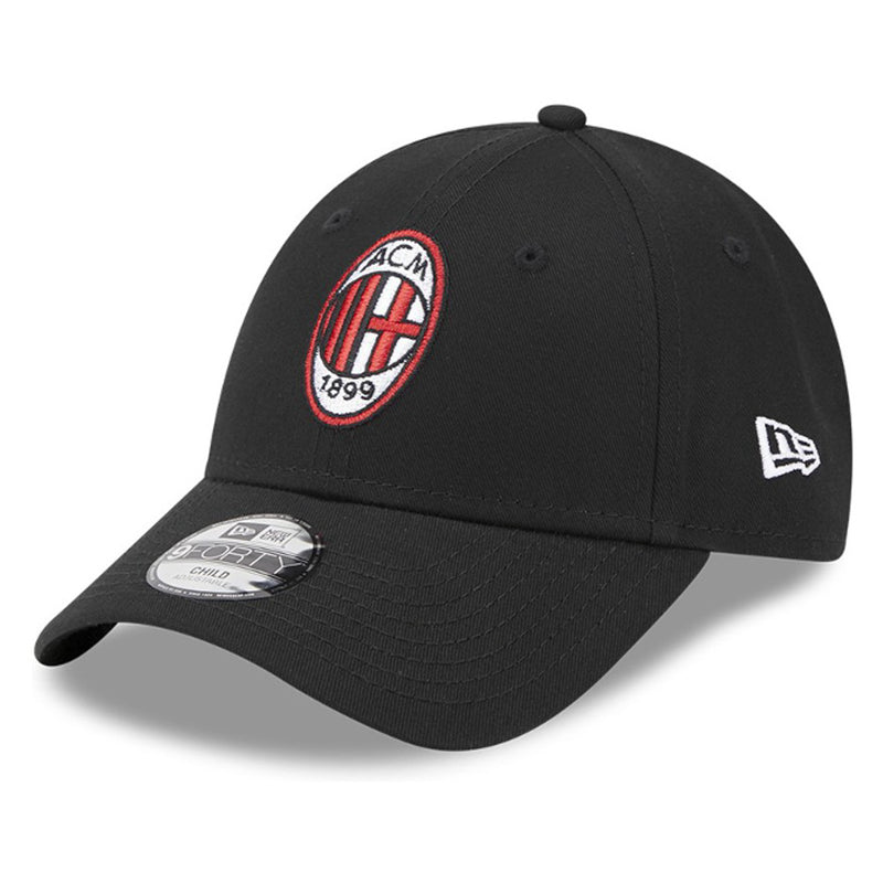 AC Milan Kids Black 9Forty Cap Cloth Strap Adjustable Football (Soccer) By New Era - new