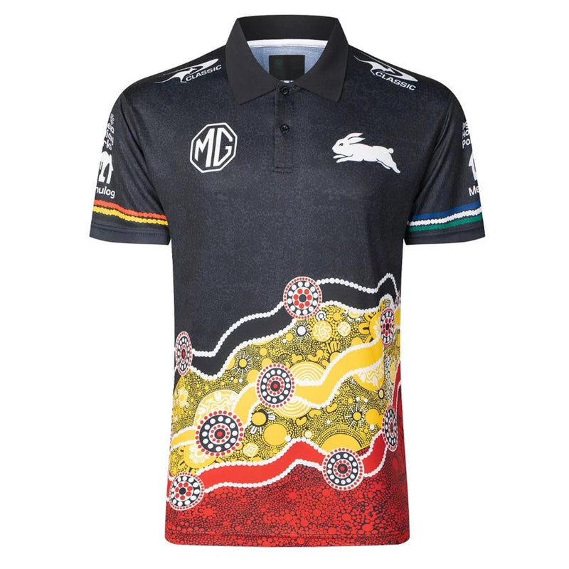 South Sydney Rabbitohs 2024 Men's Indigenous Polo NRL Rugby League By Classic - new