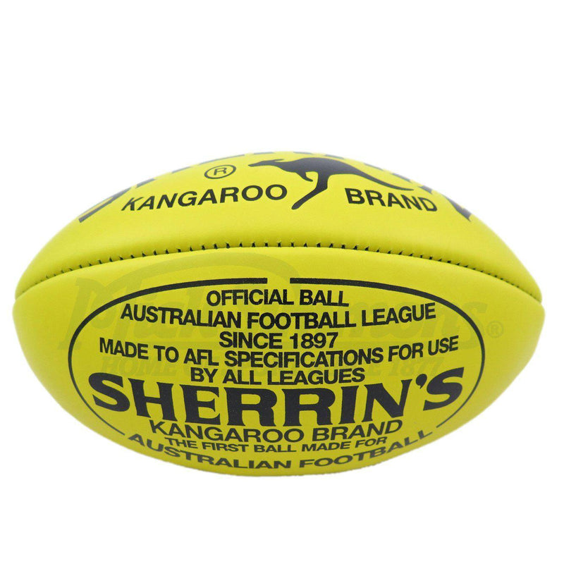 Sherrin Official AFL Kangaroo Brand KB Leather Ball Size 5 - Yellow